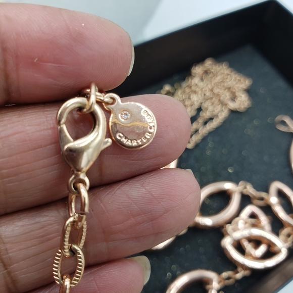 Rose Gold Necklace & Earrings (Set of 3) - Picture 5 of 5